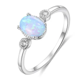 Classic Oval Blue Opal Wedding Ring Trendy Engagement Ring