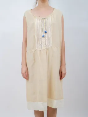 1920s Flapper Era Silk Bibbed Slip Dress