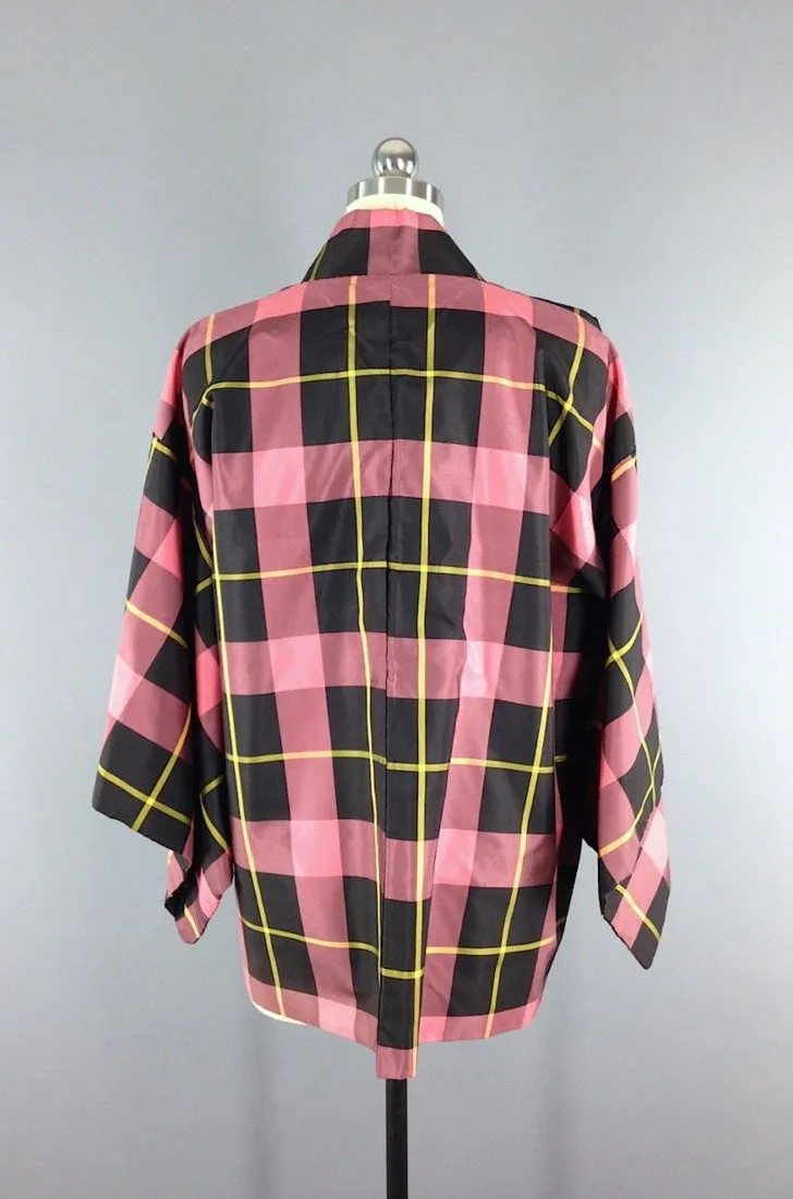 1960s Vintage Haori / Pink Plaid