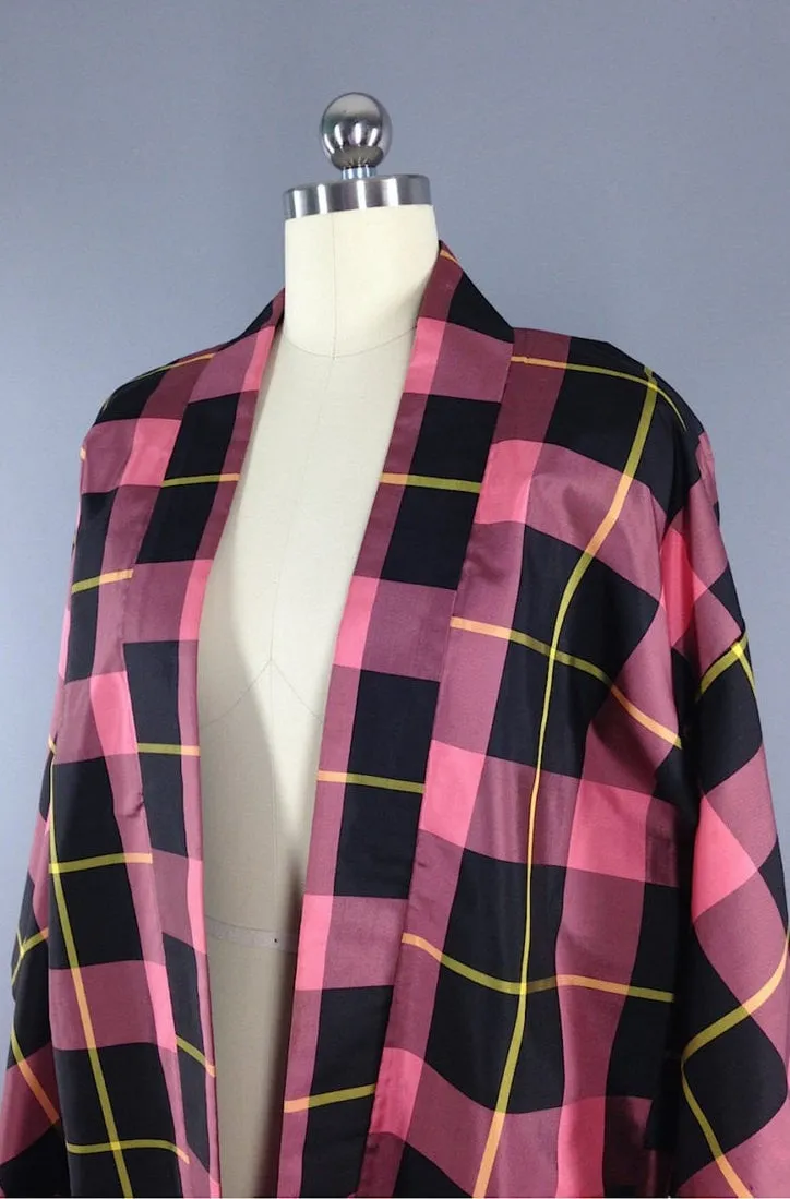 1960s Vintage Haori / Pink Plaid