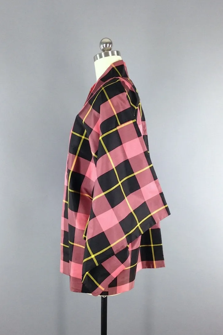 1960s Vintage Haori / Pink Plaid