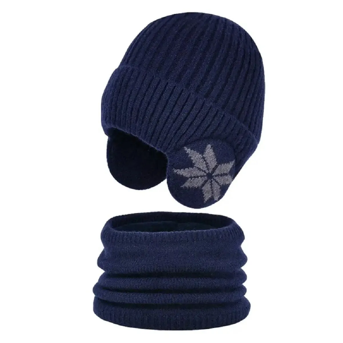 2 in 1 Heated Winter Knitted Cap Neck Warmer Beanie Hat Scarf