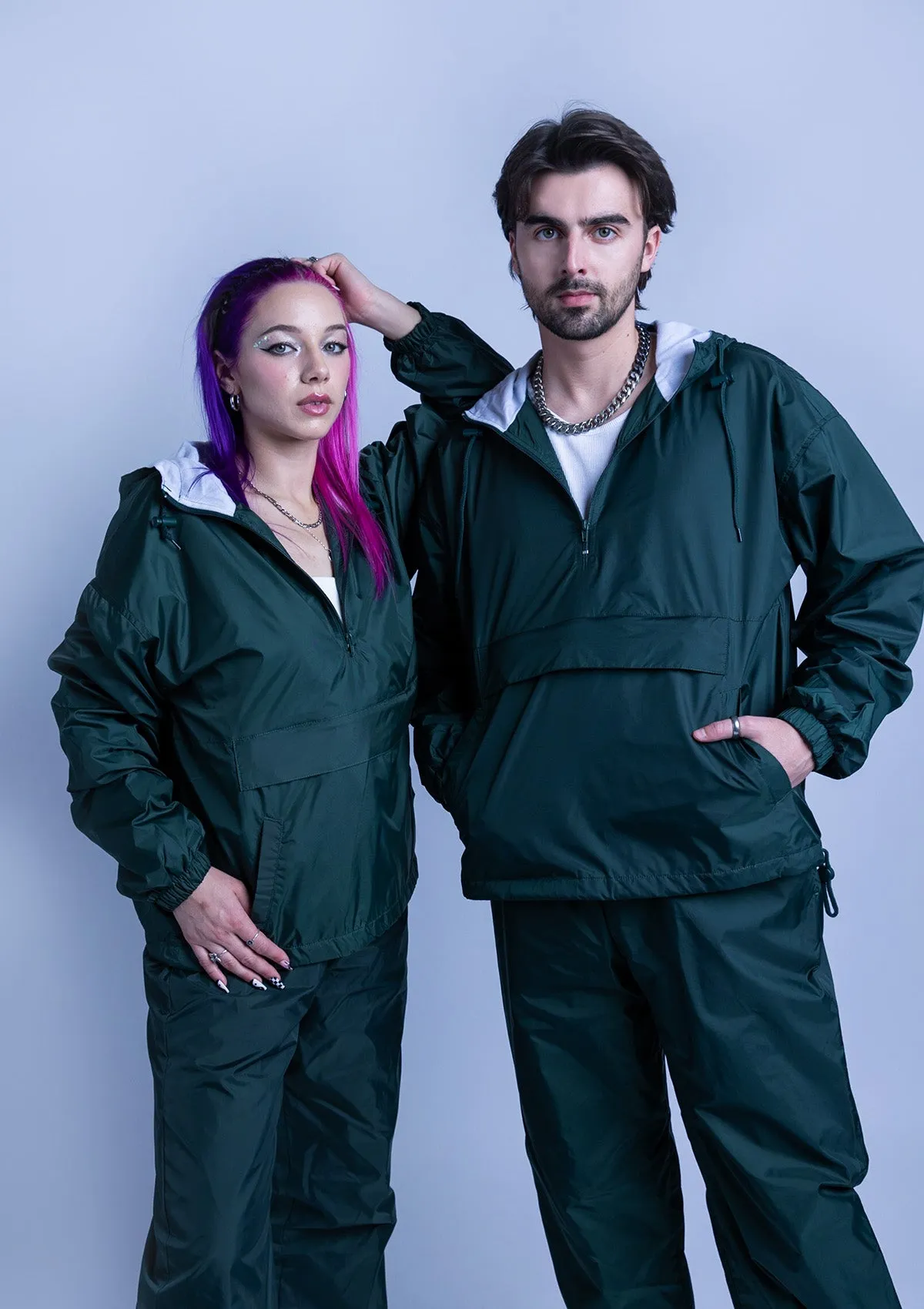 2300HS Unisex Half Zipper Taffeta Nylon Tracksuit Set - Hunter Green