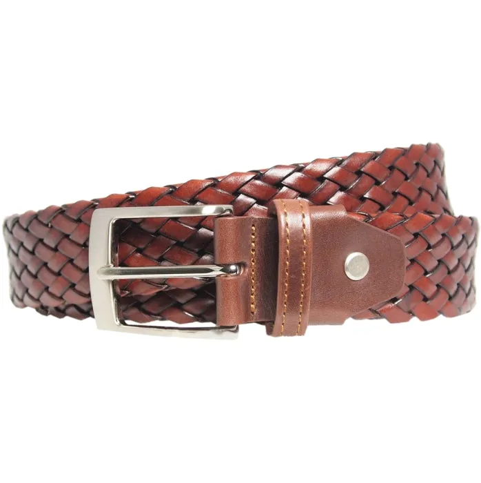 34 mm Weave Leather Belt Brown