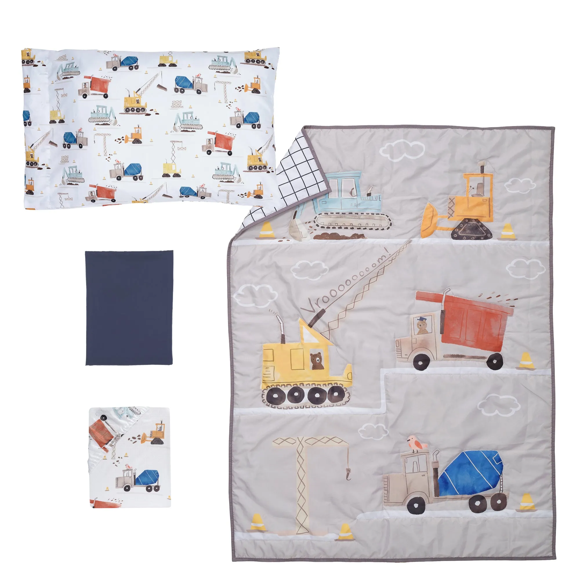 4-Piece Construction Zone Toddler Bedding Set