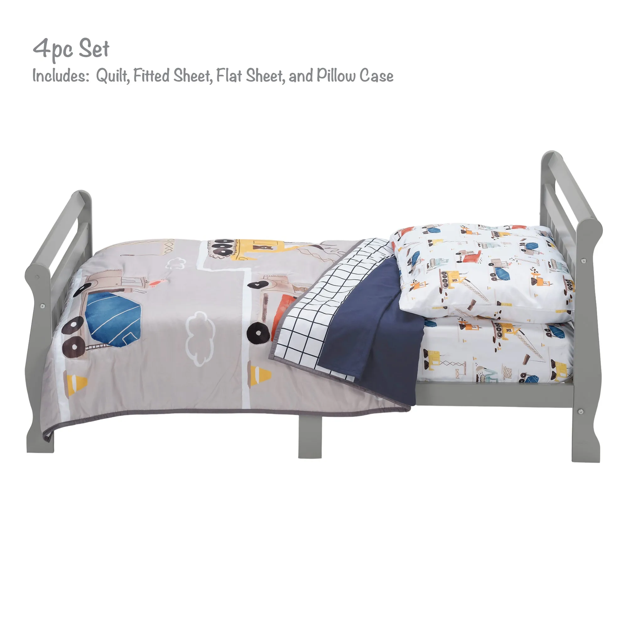 4-Piece Construction Zone Toddler Bedding Set