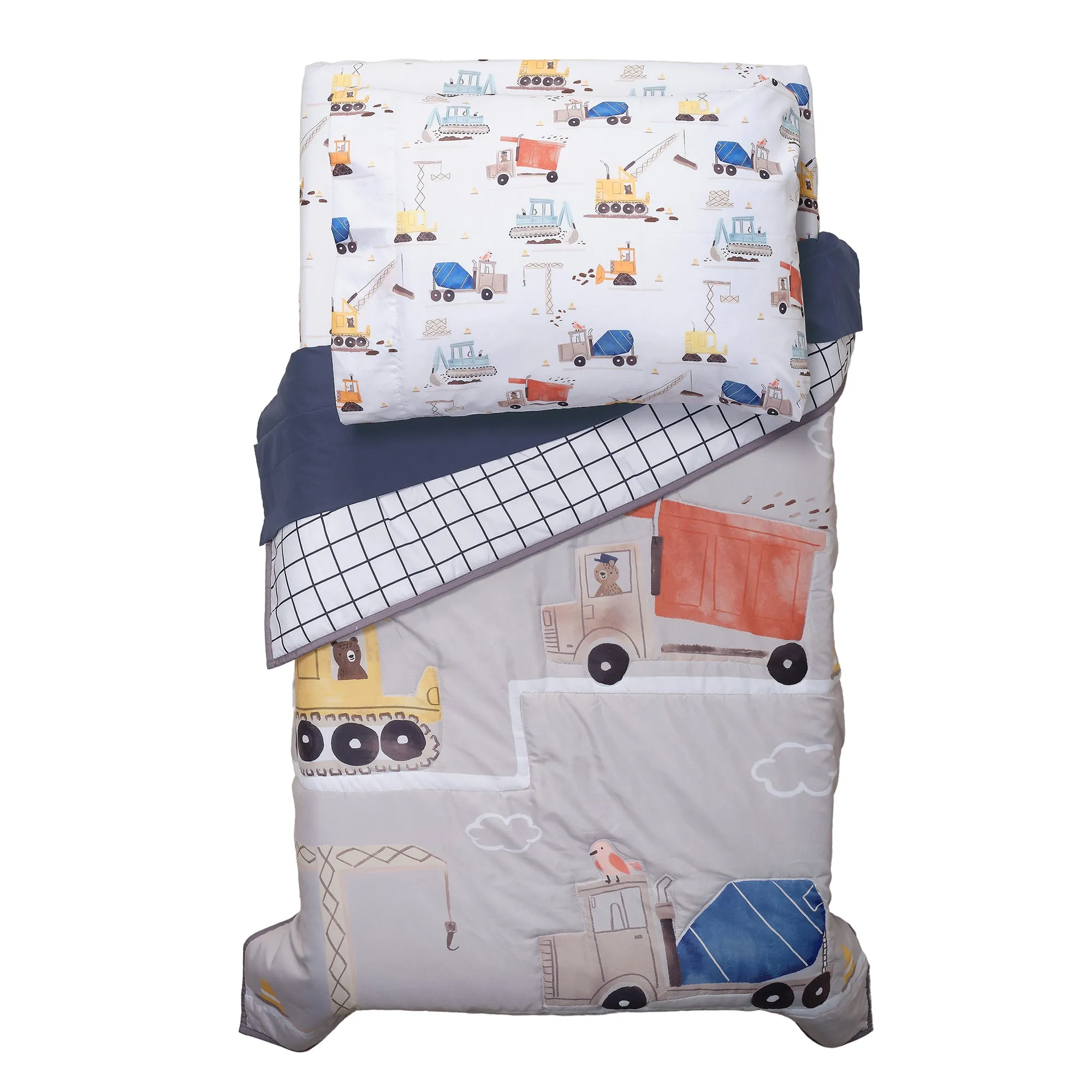 4-Piece Construction Zone Toddler Bedding Set