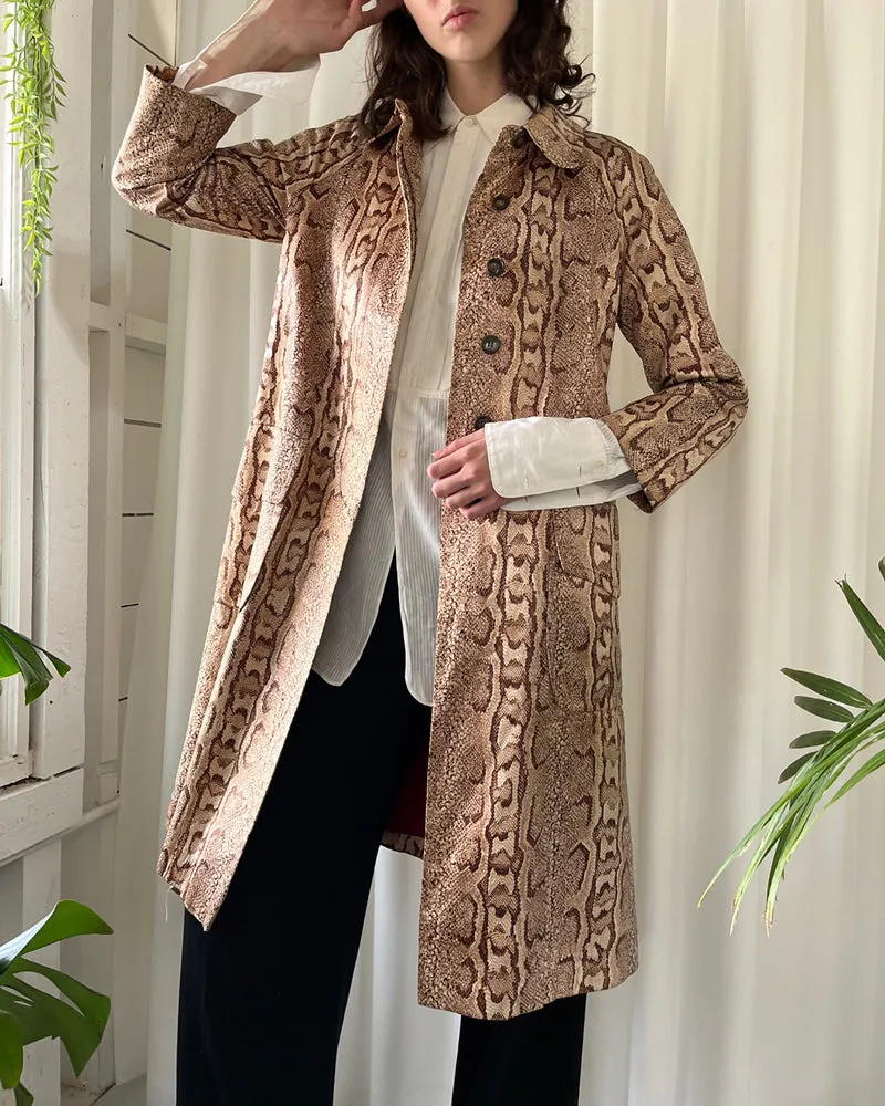 70s Snakeskin Print Rain Coat | M