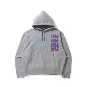 A Bathing Ape Multi Print Loose Fit Pullover Hoodie (Grey)