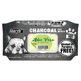 Absorb Plus Charcoal Pet Wipes Aloe Vera Scented 15cm x 20cm - 80sheets