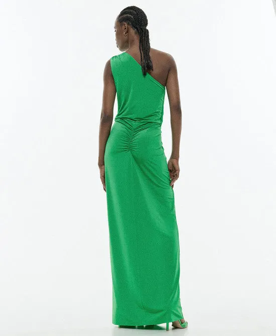 Access Green One Jersey Dress With Pleats