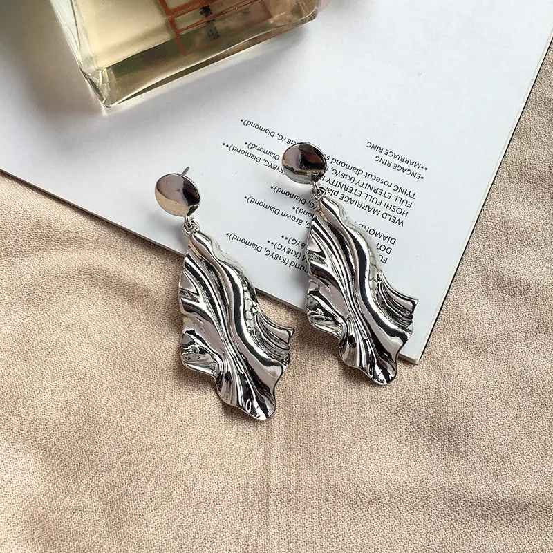 Alloy Water Ripple Exaggerated Earrings - Vienna Verve Collection