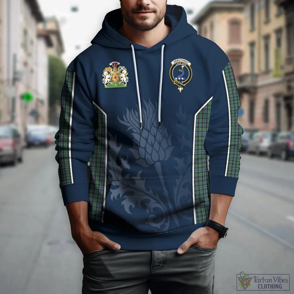 Arbuthnot Tartan Hoodie with Family Crest and Scottish Thistle Vibes Sport Style