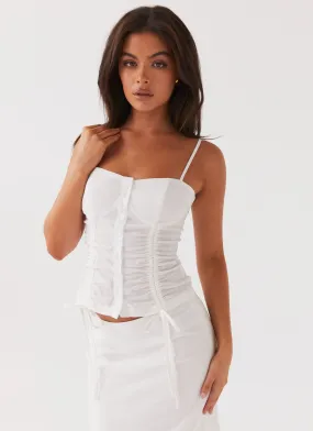 Ariana Linen Bustier Top - White