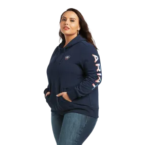 Ariat Women's Navy Serape Logo Arm Hoodie