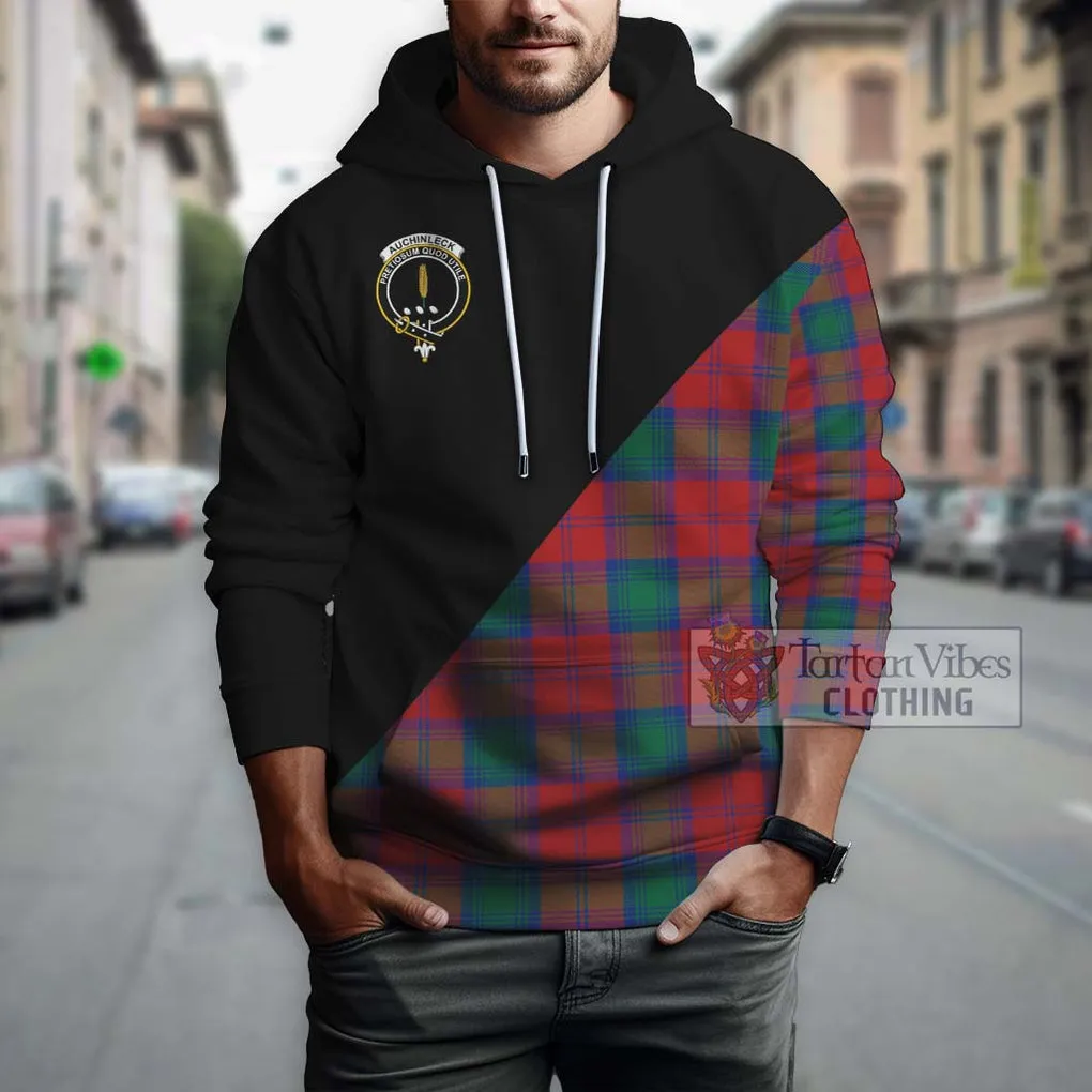 Auchinleck (Affleck) Tartan Hoodie with Family Crest and Military Logo Style