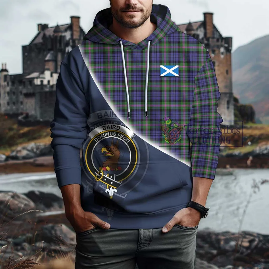 Baird Modern Tartan Hoodie with Personalised National Flag and Family Crest Half Style