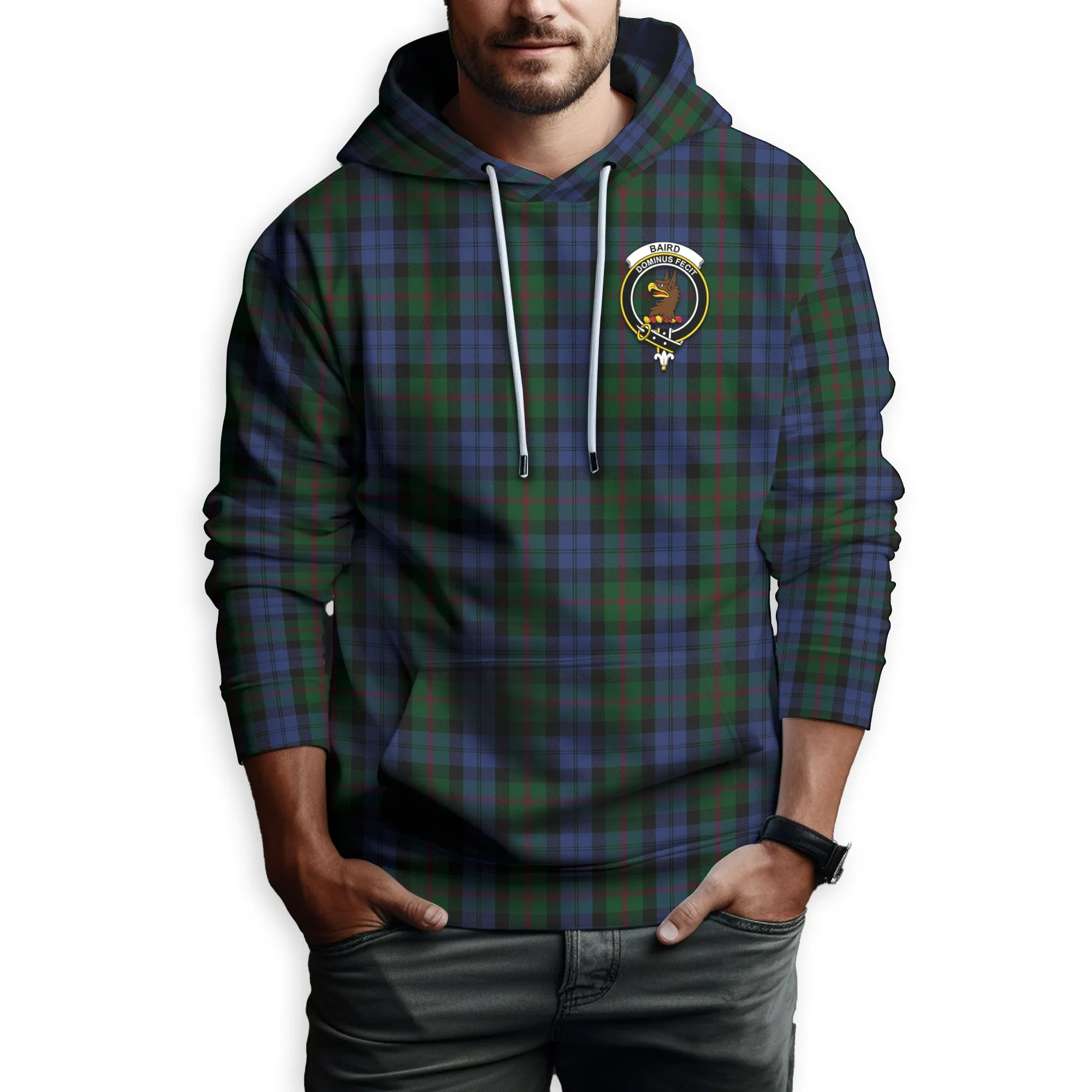 Baird Tartan Hoodie with Family Crest