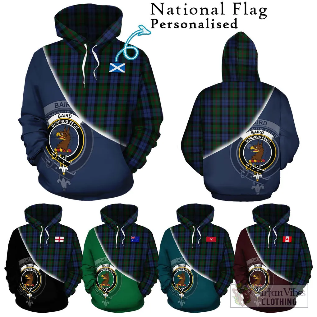 Baird Tartan Hoodie with Personalised National Flag and Family Crest Half Style