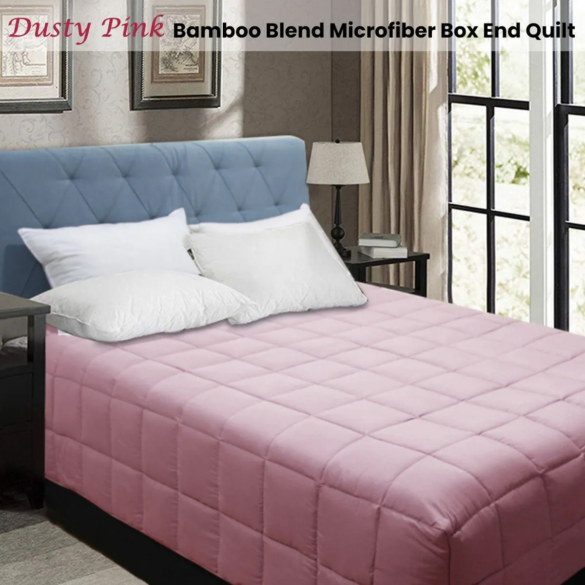 Bamboo Blend Microfiber Box End Quilt Dusty Pink Queen