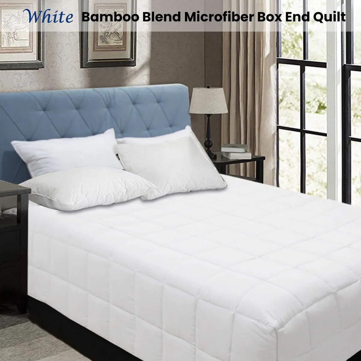 Bamboo Blend Microfiber Box End Quilt White King