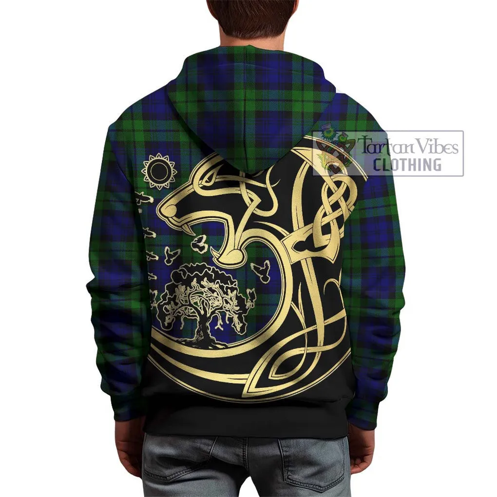 Bannatyne Tartan Hoodie with Family Crest Celtic Wolf Style