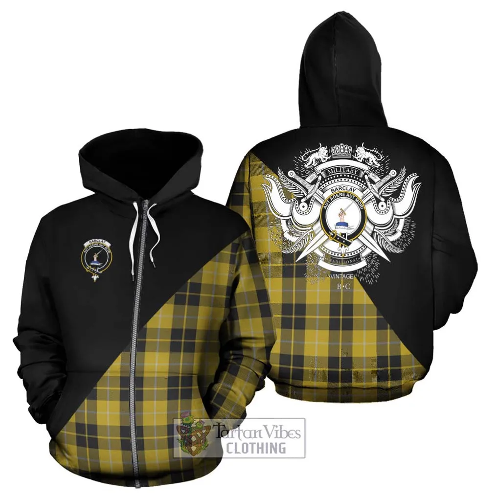 Barclay Dress Tartan Hoodie with Family Crest and Military Logo Style