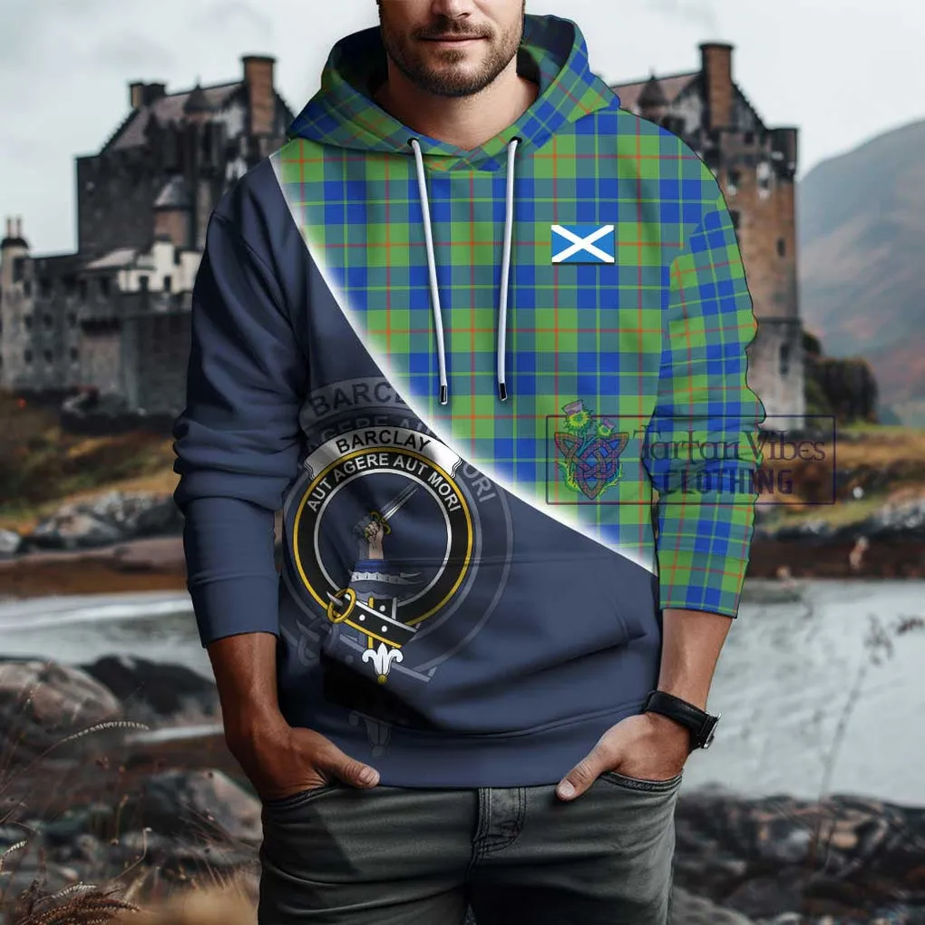 Barclay Hunting Ancient Tartan Hoodie with Personalised National Flag and Family Crest Half Style