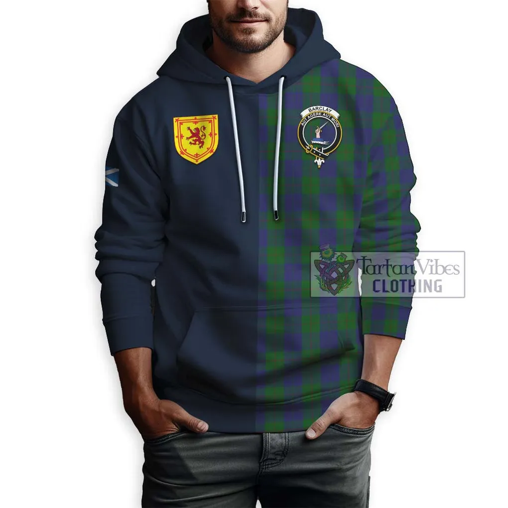 Barclay Tartan Hoodie Alba with Scottish Lion Royal Arm Half Style