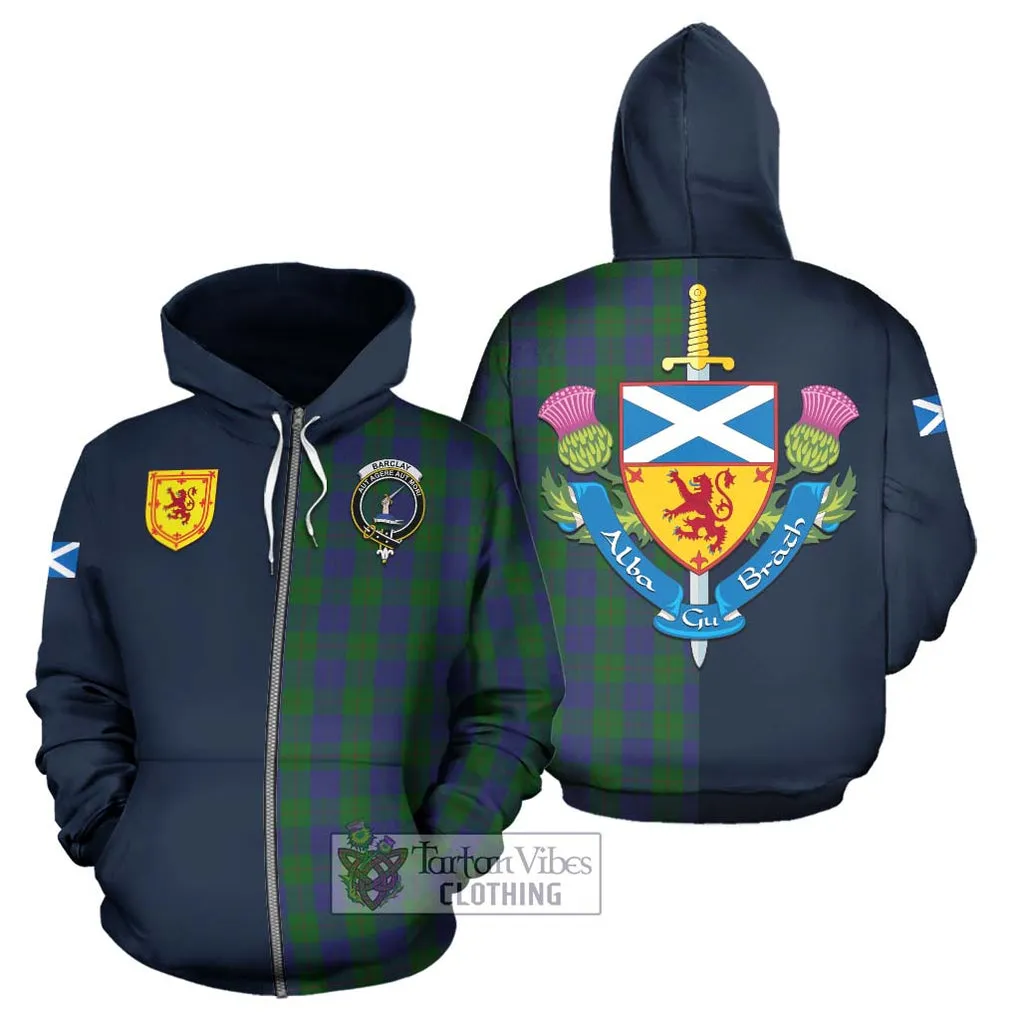 Barclay Tartan Hoodie Alba with Scottish Lion Royal Arm Half Style