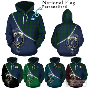 Barclay Tartan Hoodie with Personalised National Flag and Family Crest Half Style