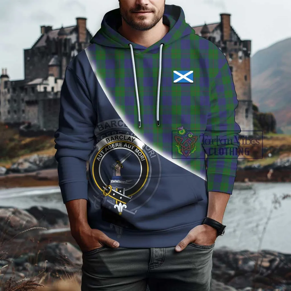 Barclay Tartan Hoodie with Personalised National Flag and Family Crest Half Style