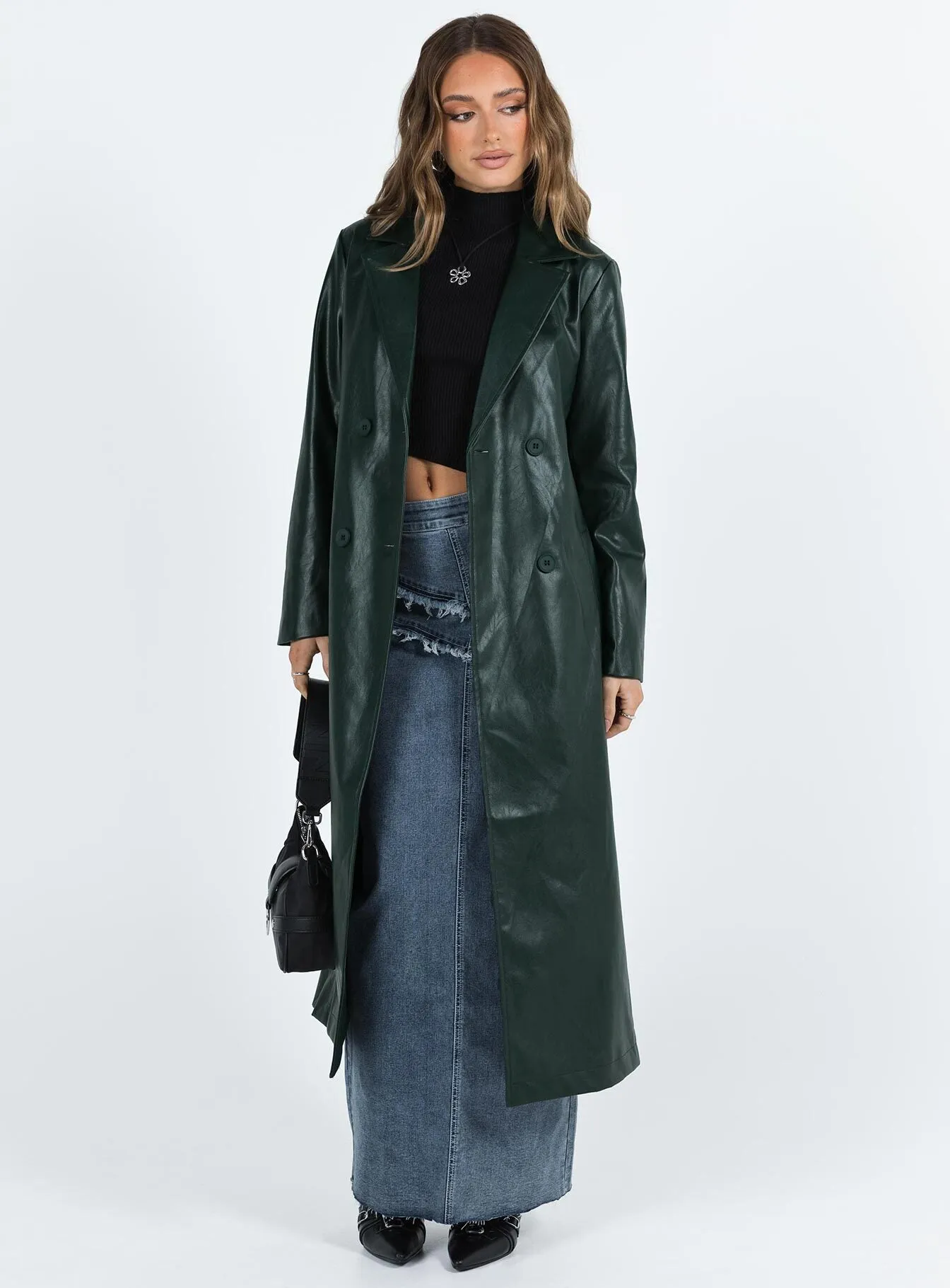 Barratt Faux Leather Coat Green