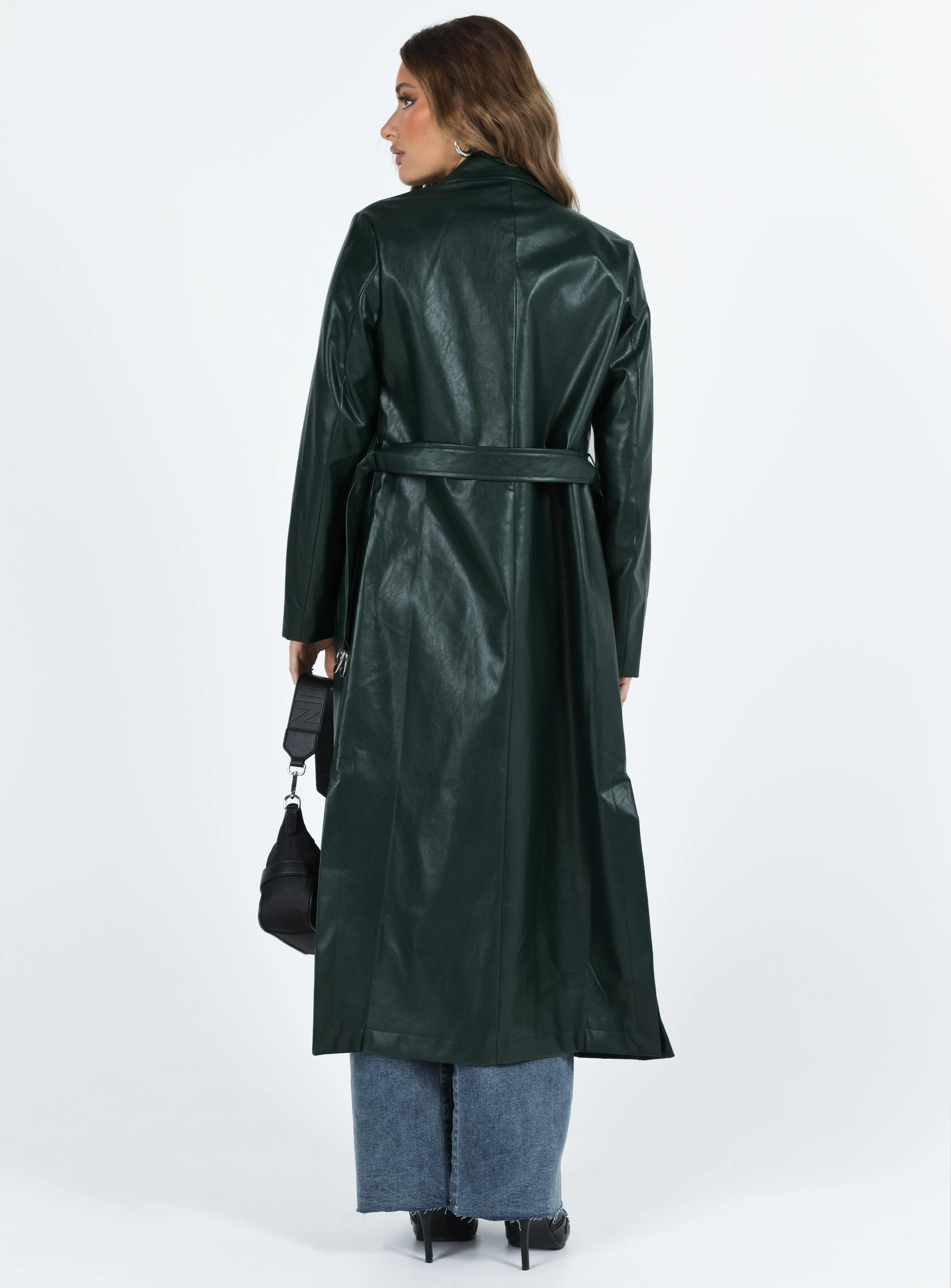 Barratt Faux Leather Coat Green