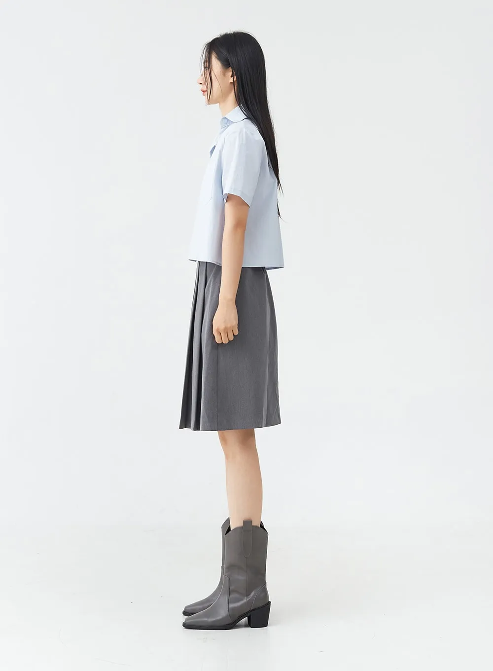 Basic Pleated Midi Skirt OG02