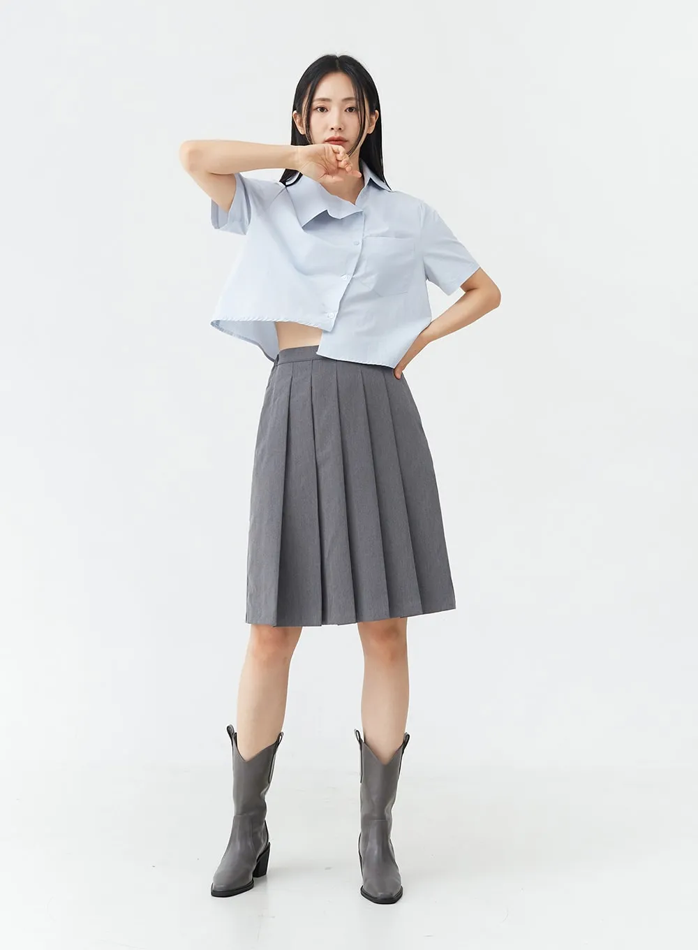 Basic Pleated Midi Skirt OG02