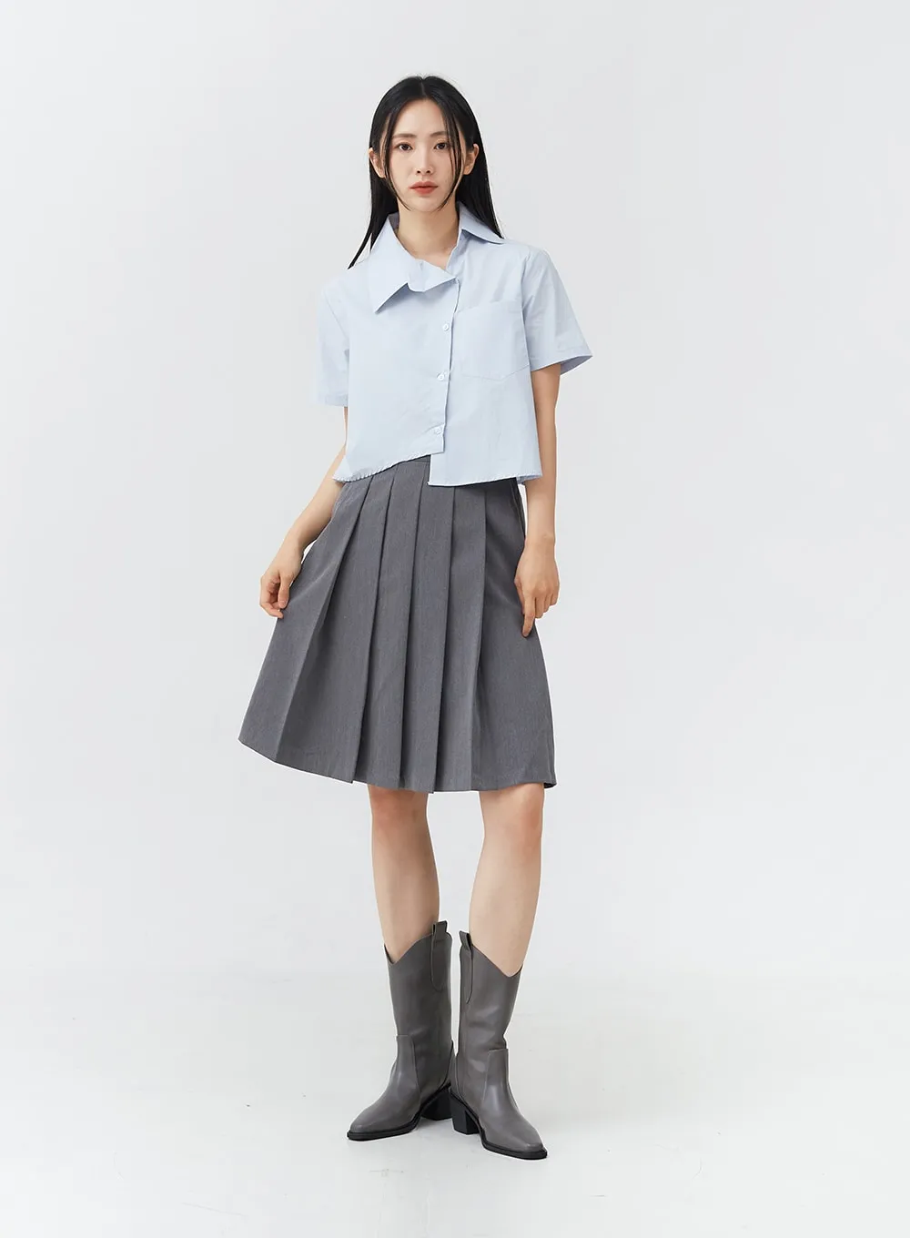 Basic Pleated Midi Skirt OG02