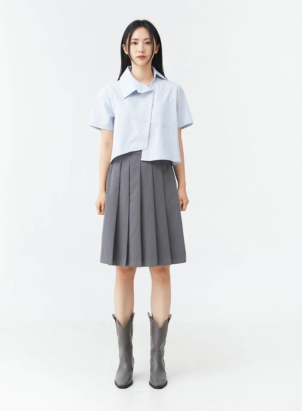 Basic Pleated Midi Skirt OG02