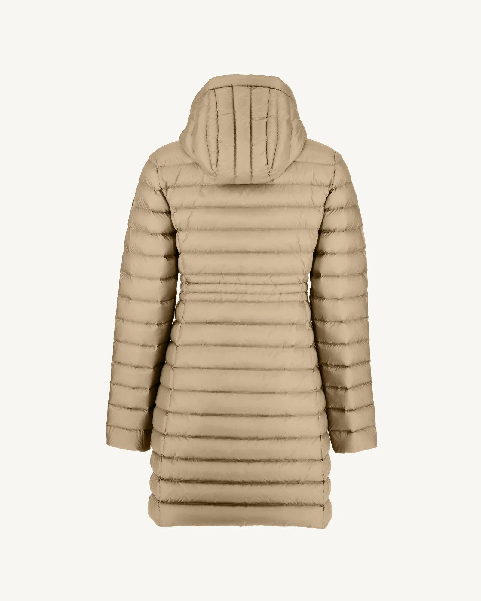 Beige Vero long hooded puffer jacket