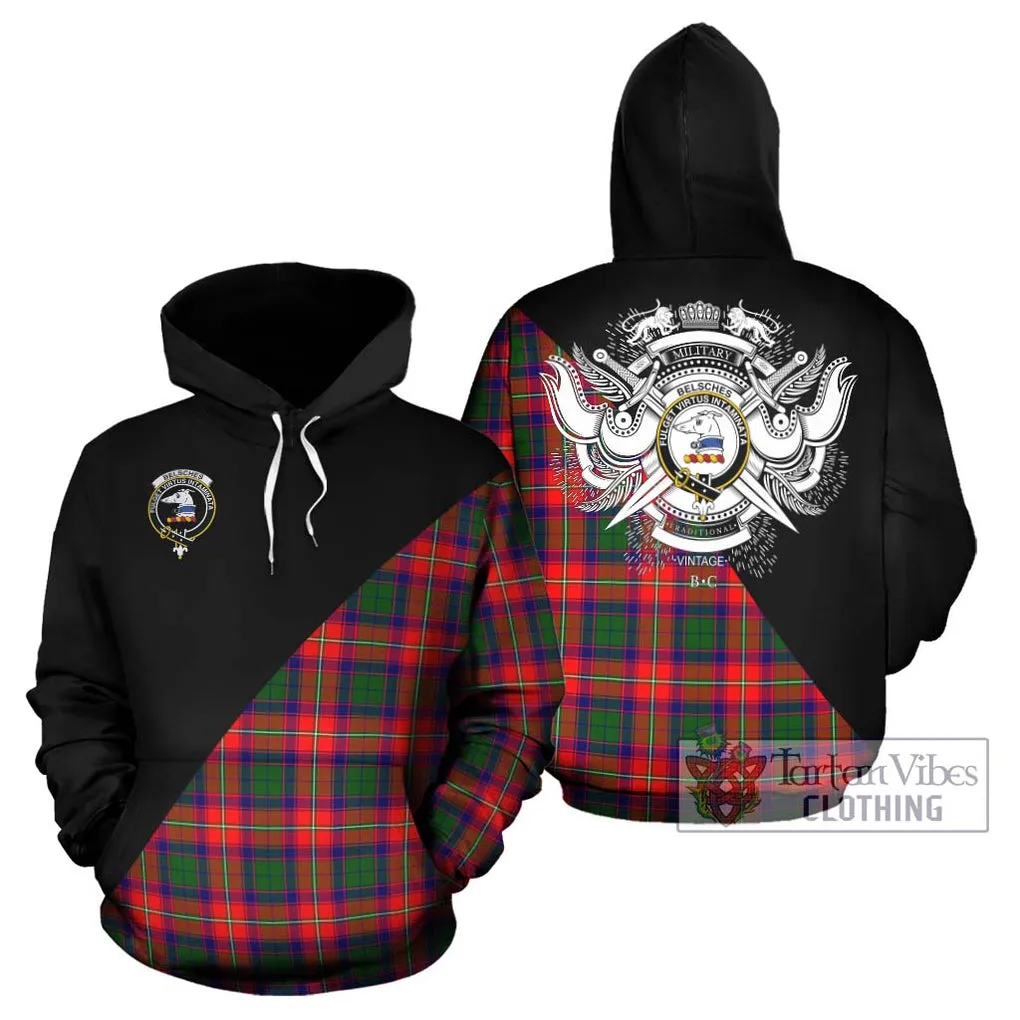 Belsches Tartan Hoodie with Family Crest and Military Logo Style