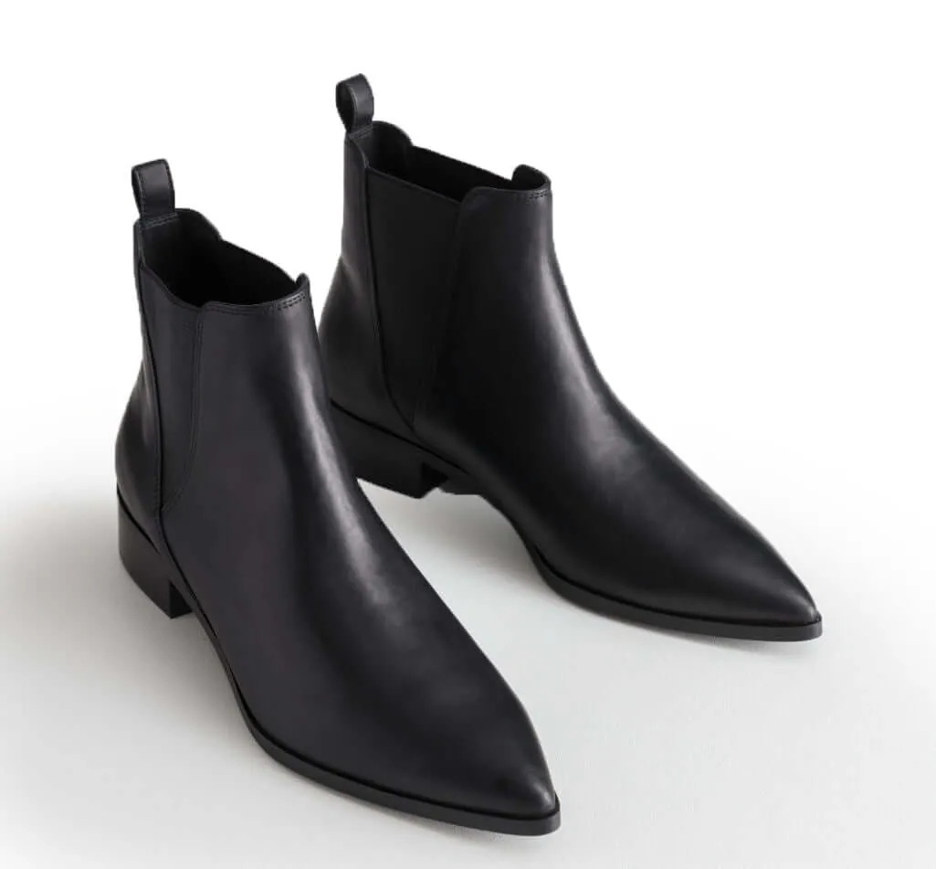 Black Color High Ankle Chelsea Jumper Slip Ons Premium Leather Pointed Toe Boots