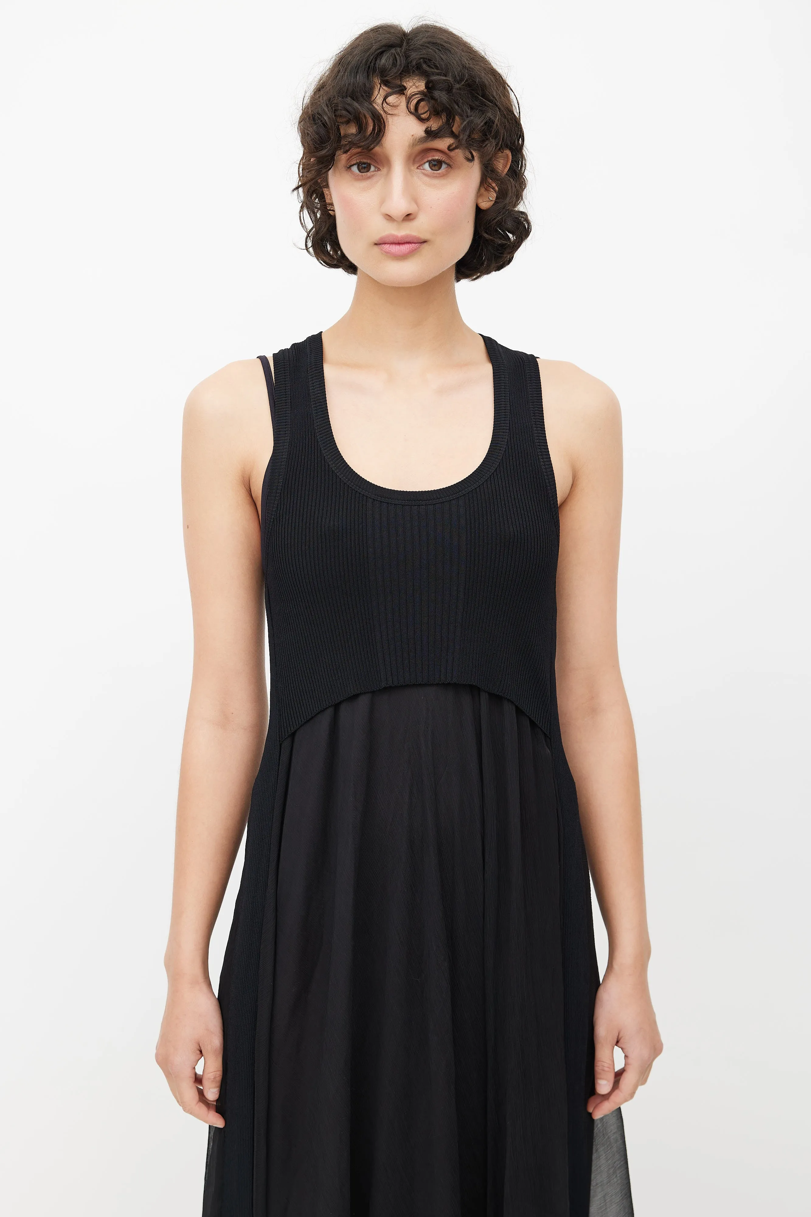 Black Ribbed Corset Dress