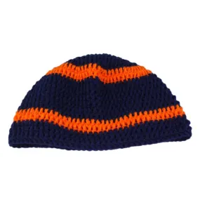 Blue and Orange Crochet Beanie Hat Medium/Large - JMCH03