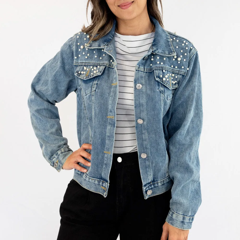 (Blue Pearl) Mrs. EST Personalized Denim Jacket