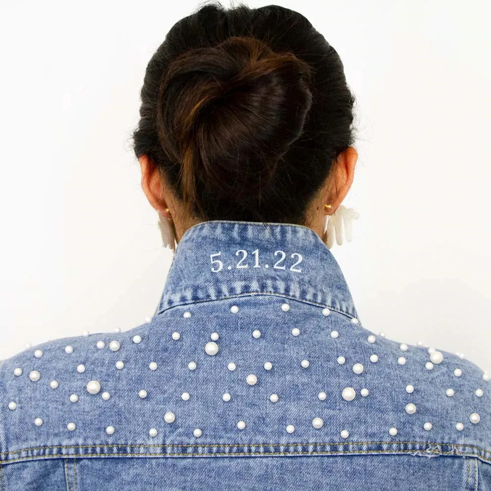 (Blue Pearl) Mrs. EST Personalized Denim Jacket