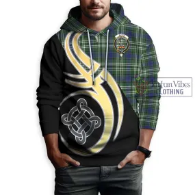 Blyth Tartan Hoodie with Family Crest and Celtic Symbol Style