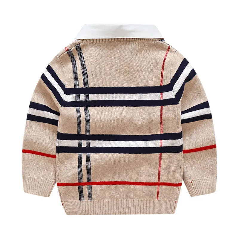 Boys plaid jacquard sweater