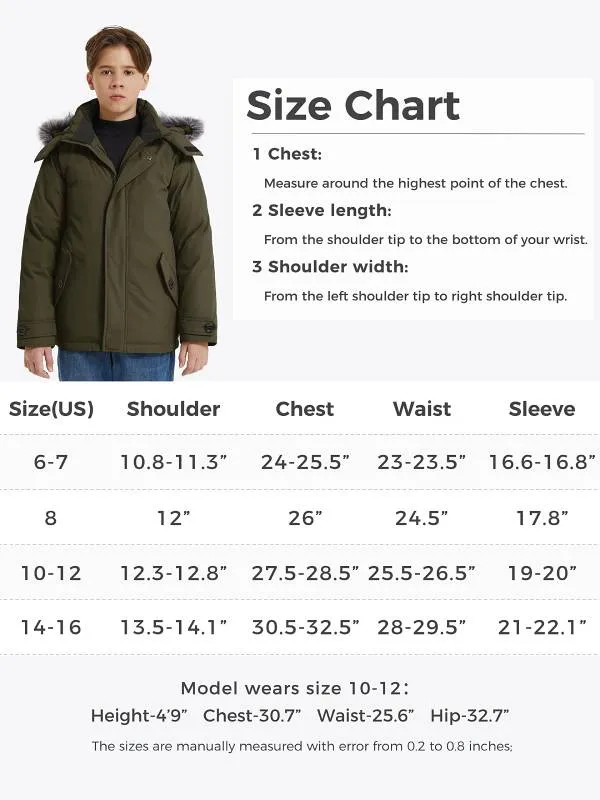 Boys' Quilted Winter Coats Warm Thicken Puffer Jacket Waterproof Parka