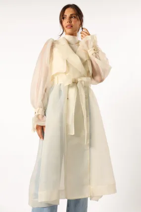 Braelynn Sheer Trench Coat - Cream