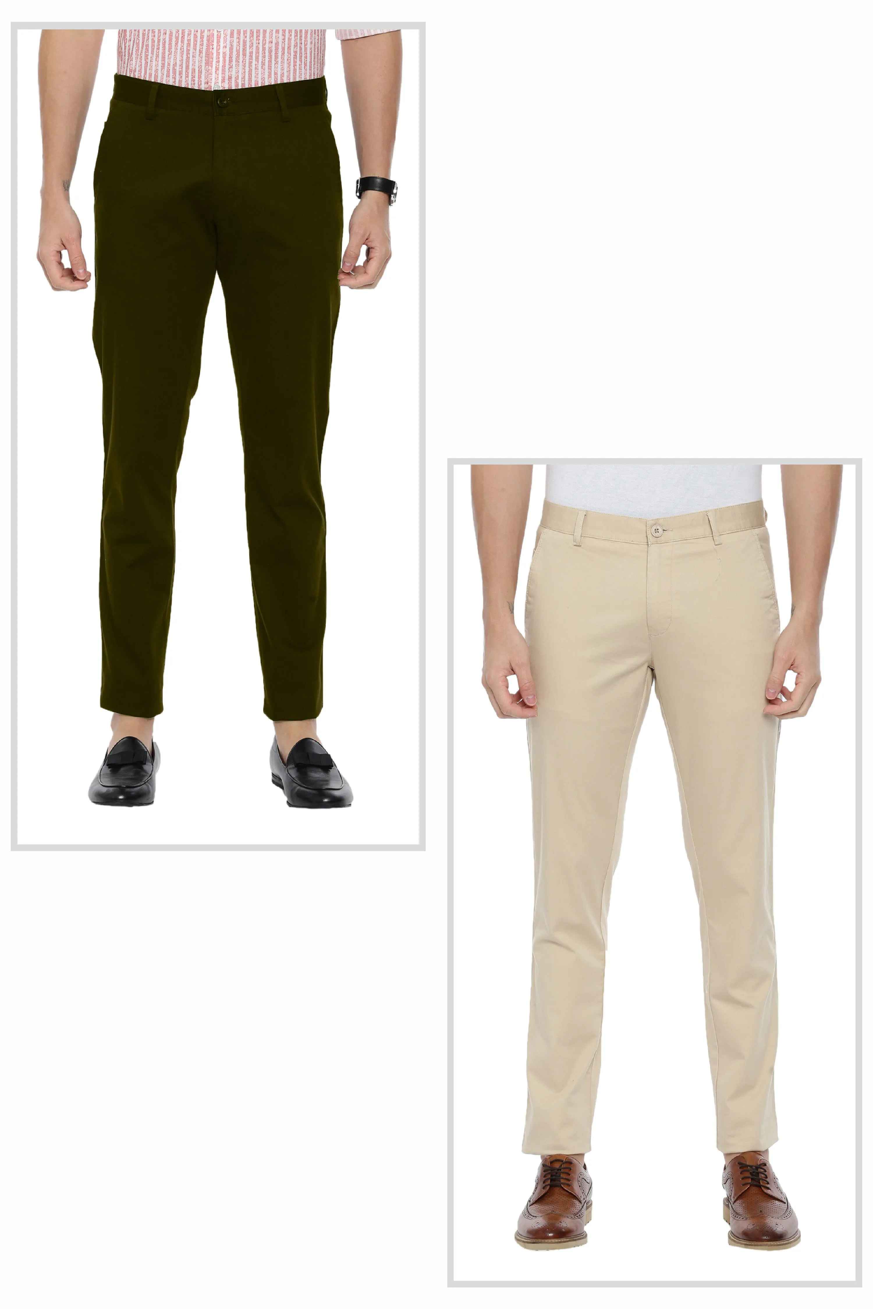 Bronx Chinos - Light Tan and Dark Brown Pack of 2 Trousers For Men | Ariser